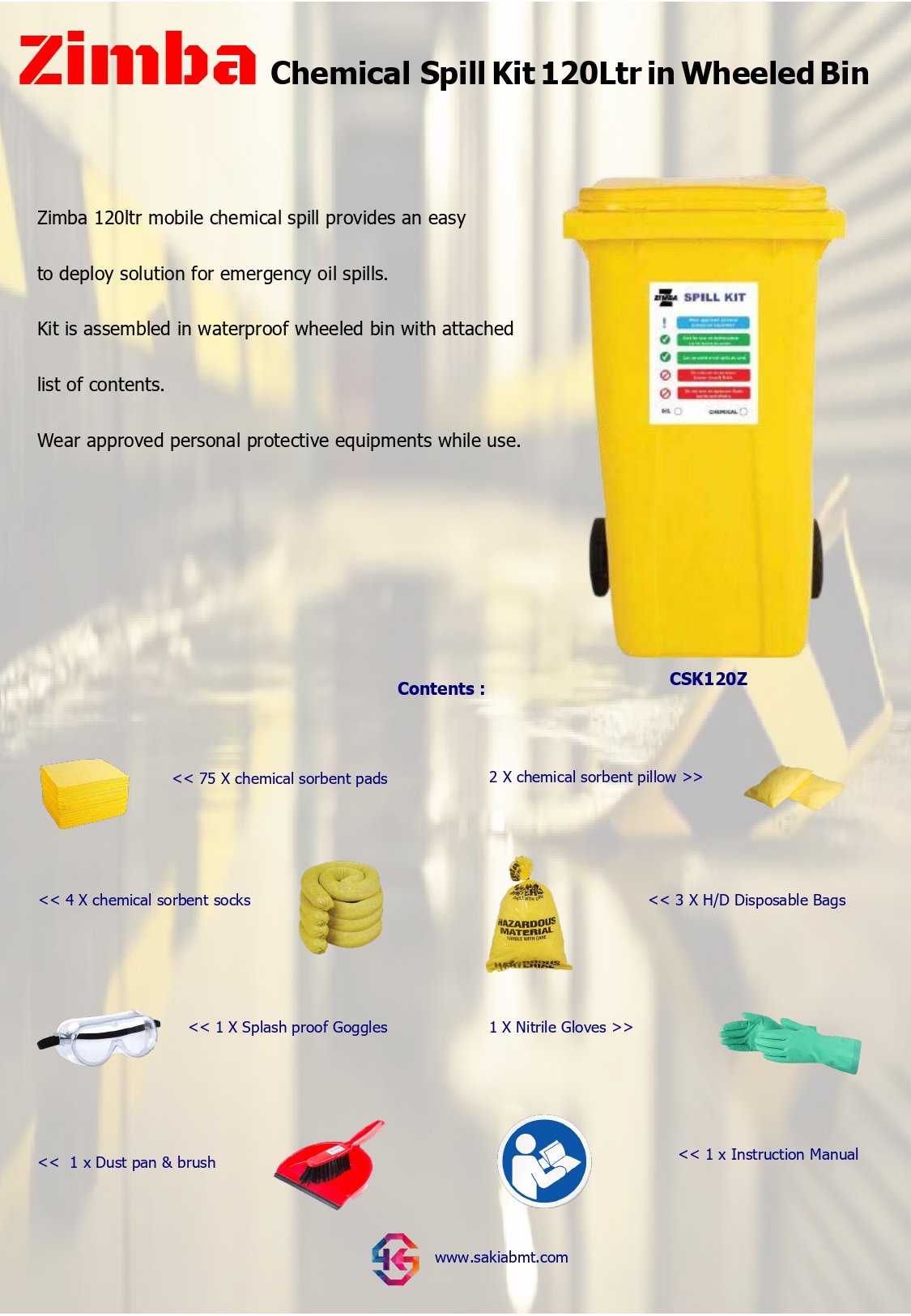 ZIMBA CHEMICAL SPILL KIT 120LTR ZIMBA CHEMICAL SPILL KIT 120LTR