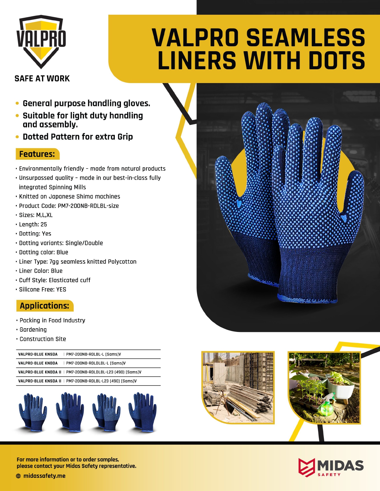 Valpro Double side dotted gloves blue , Pack of 12